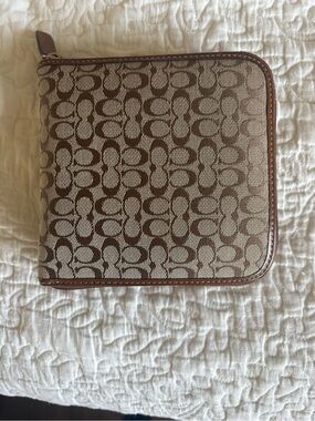 Coach Brown Signature Zip Around Wallet
